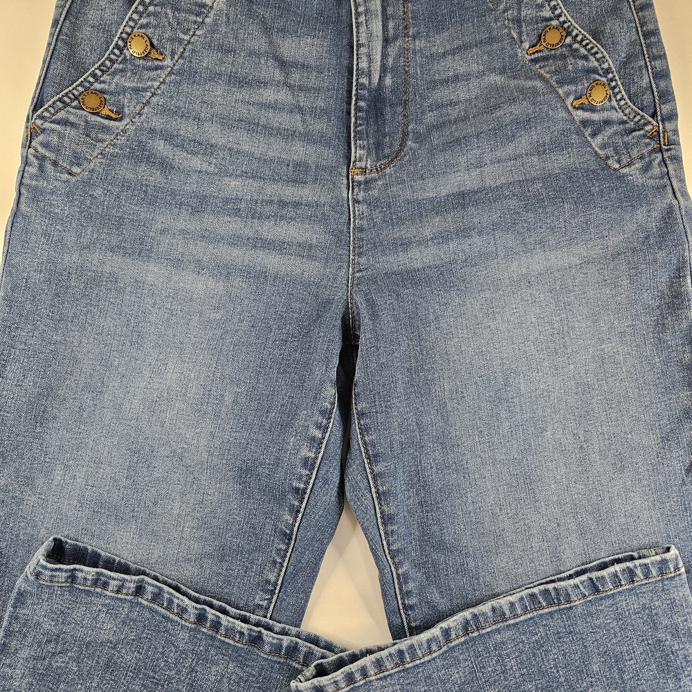 Karl Lagerfeld Light Blue High-Rise Straight Jeans with Button Detail